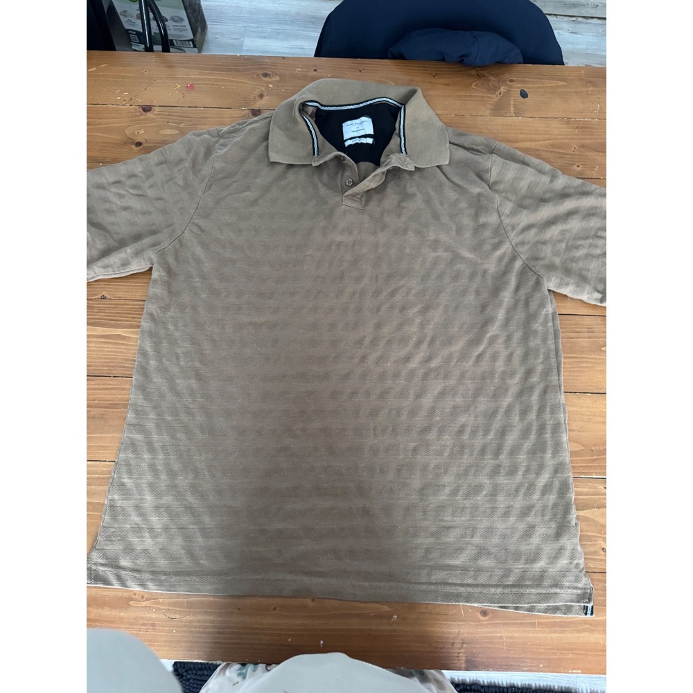 Rugby University Mens 3X Polo Shirt Tan Brown Textured Knit Short Sleeve‎ Top